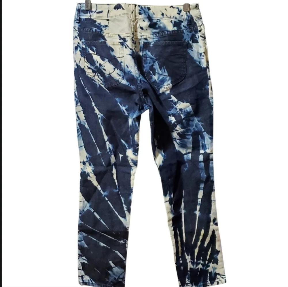 Chico's Women's Demin Indigo Blue Reverse Tie-Dye Jeans Size 0 Short - Picture 12 of 14